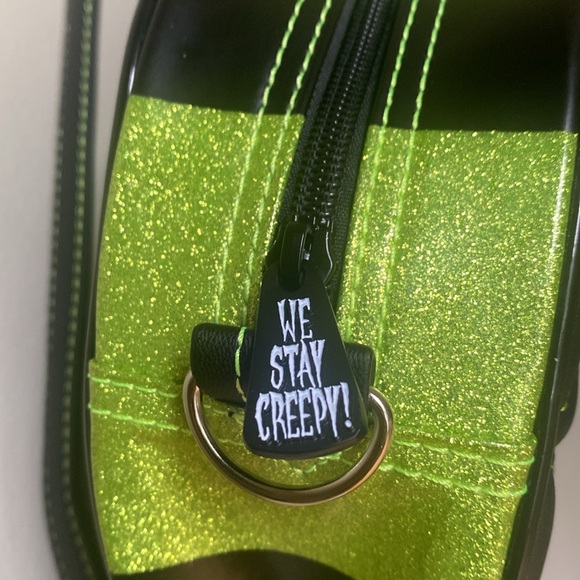 Love Pain and Stitches | Lime Green Pumpkin Kult Heart Spider Web Backpack - Picture 8 of 9